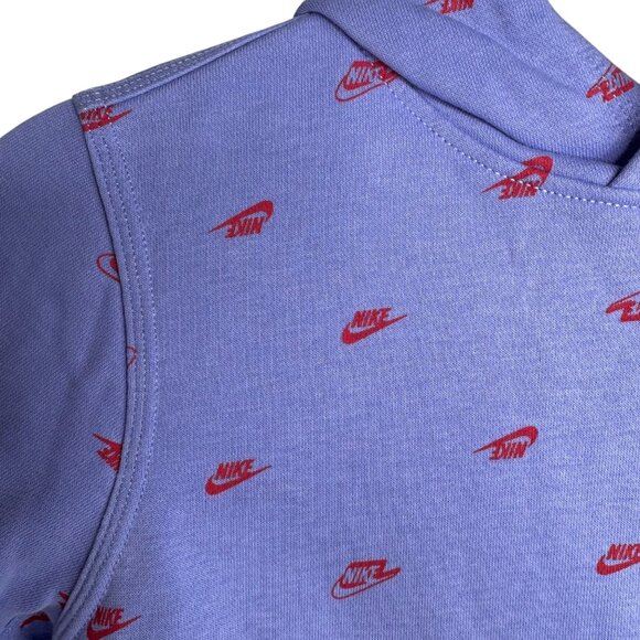 Nike Youth Size Large Purple‎ Hoodie With Red Logo Print & Front Kangaroo Pocket - Picture 2 of 11